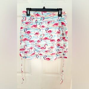 Women’s Pink Flamingo Print Drawstring Skort